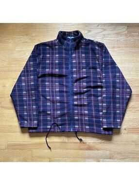 Vintage 90s Northern Reflections Plaid Full Zip Fleece Jacket Size Medium Casual